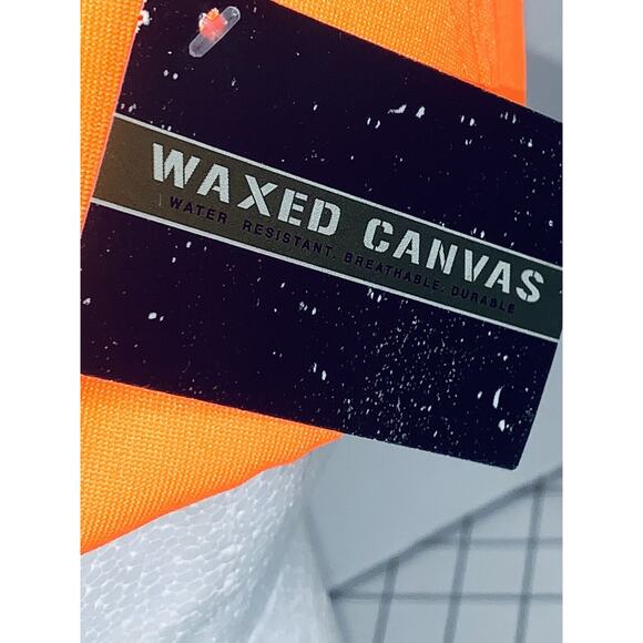 ACA Deer Hunt Blaze Orange Cap Hat Strap Back Black Curve Brim Waxed Canvas nwt - Picture 5 of 9